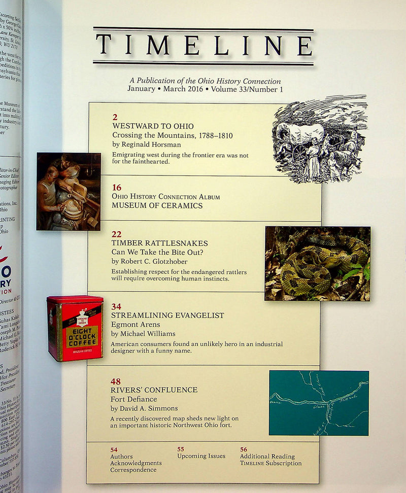 Timeline Ohio Historical Magazine Jan/March 2016 Vol 33 No 1 Westward to Ohio 2