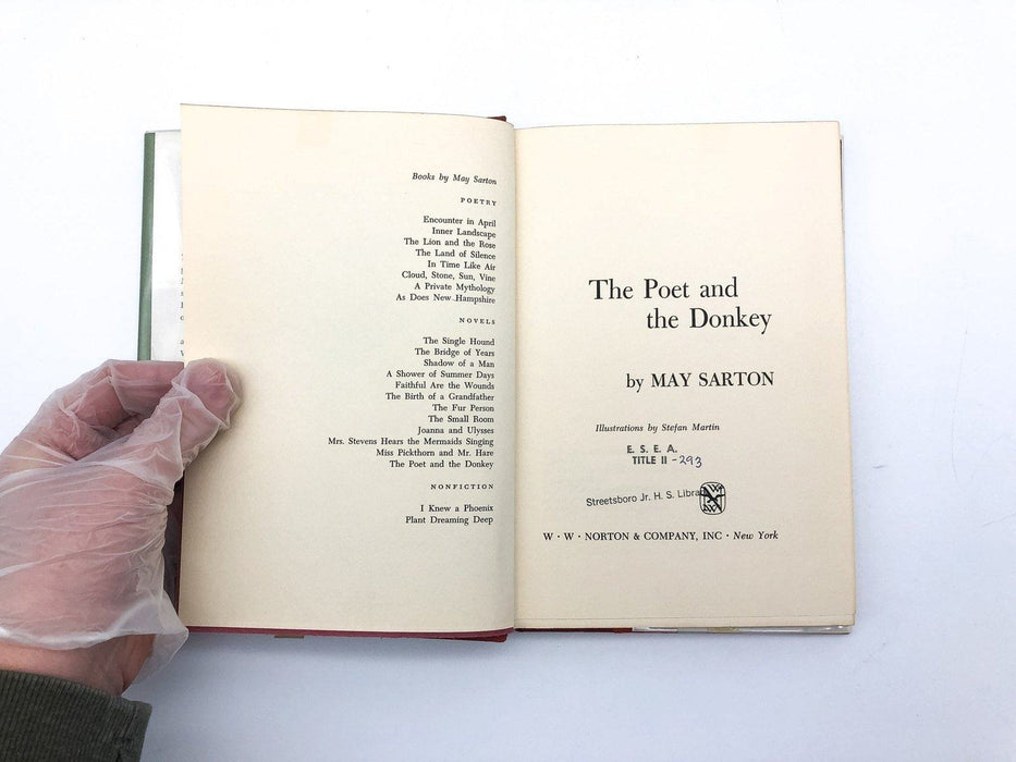 The Poet and the Donkey May Sarton 1969 WW Norton HC First Edition Ex Library 7