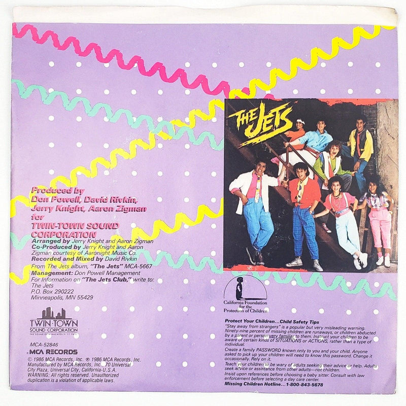 The Jets Private Number Record 45 RPM Single MCA-52846 MCA Records 1986 2