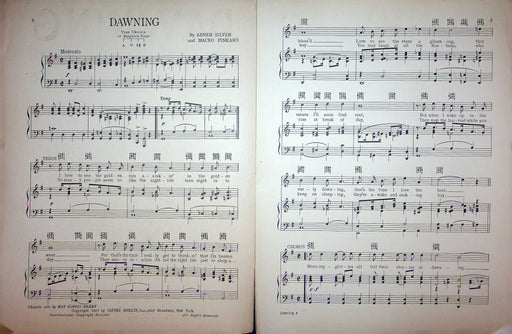 Sheet Music Dawning Abner Silver Maceo Pinkard 1927 Irving Berline Piano Song 2