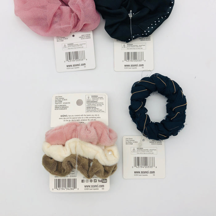 6-Pack Scunci Scrunchies Fancy Formal Mauve Pink Wrist Hair Accessory Ties 34260