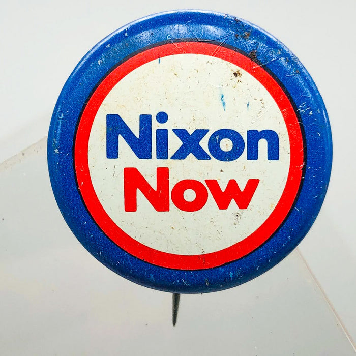 Richard Nixon Now Button Pin 1" Presidential Campaign Politics COADCO Vintage 12