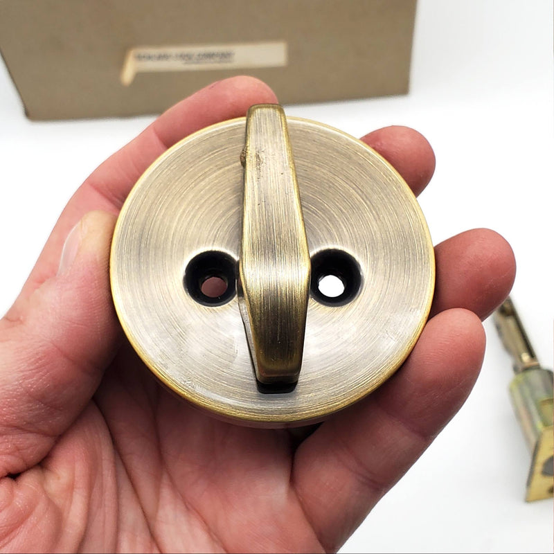 Schlage Interior Knob & Deadbolt Set Antique Brass F159N 609 GEO w/ 2 Latches