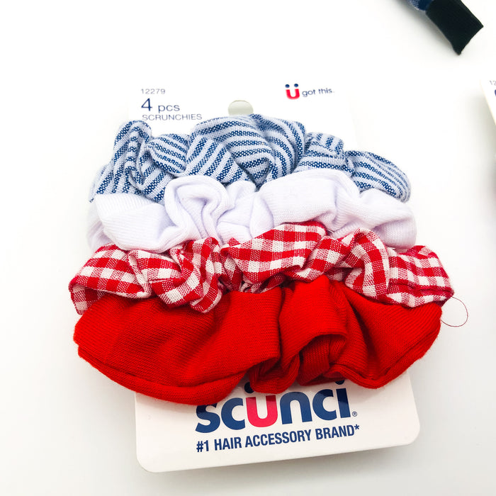 12-Piece Scunci Scrunchies Hair Ties Headbands Bow Clip Lot Blue Red Summer Wear