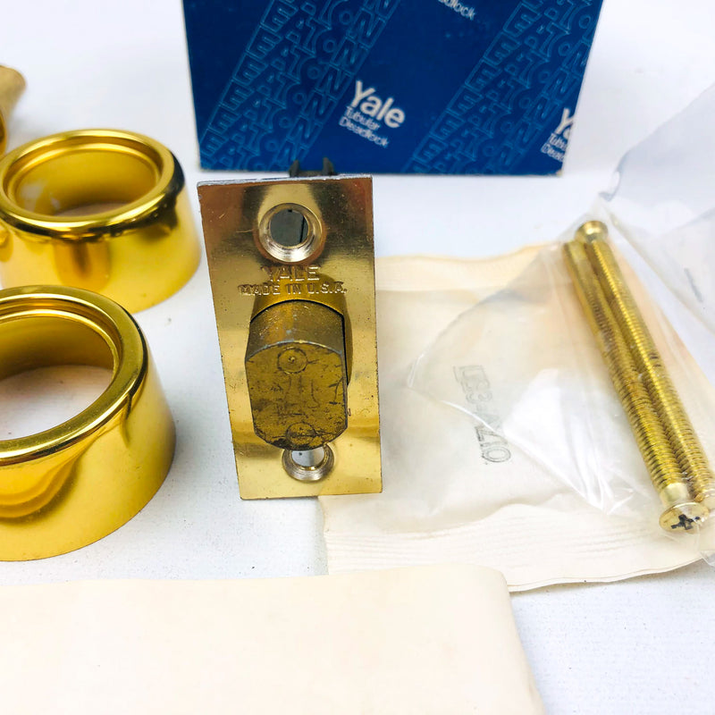 Yale Tubular Deadlock 6 Pin Cylinder Locks 170 1/4 US03 Bright Brass KA5 New NOS