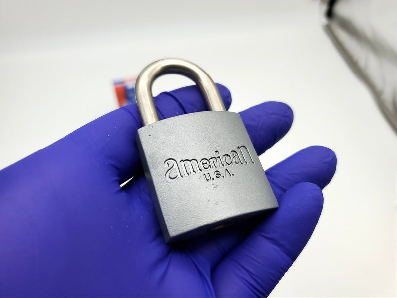 American Lock Padlock No 105 Solid Body 1.25" Shackle Silver Color USA Made NOS