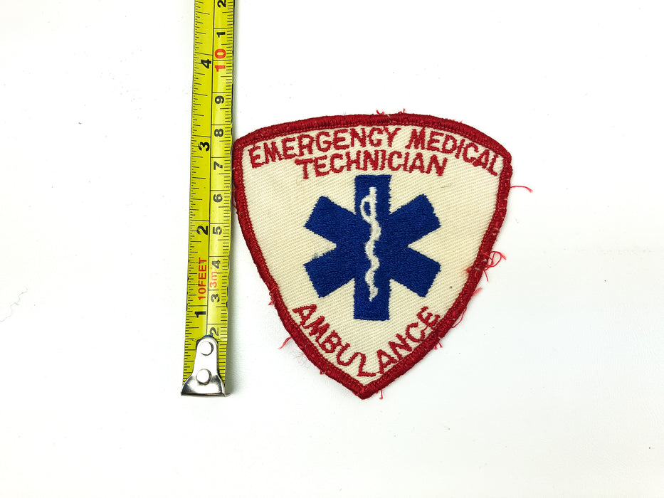 Vintage Emergency Medical Technician Patch Red Embroidered Ambulance Fire EMT