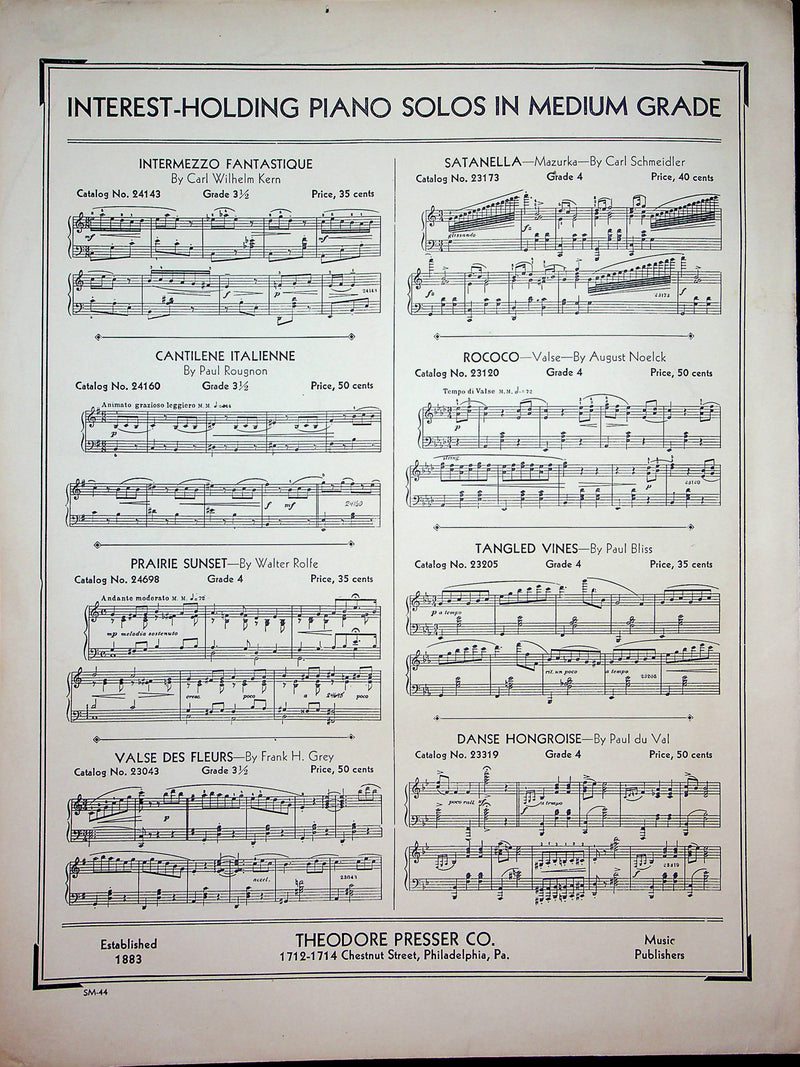 Stephen Heller Warrior's Song Op 45 No 15 Vintage Sheet Music Piano Song Presser 3