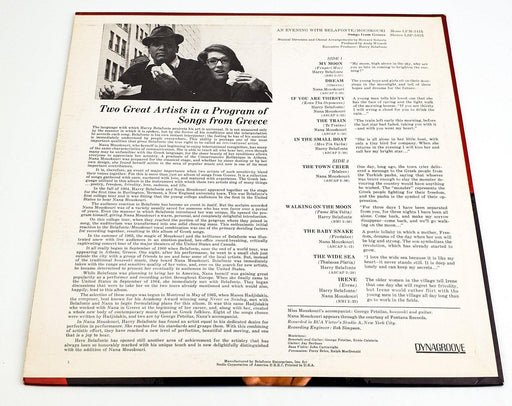 Harry Belafonte An Evening With Belafonte Mouskouri 33 RPM LP Record RCA 1965 2