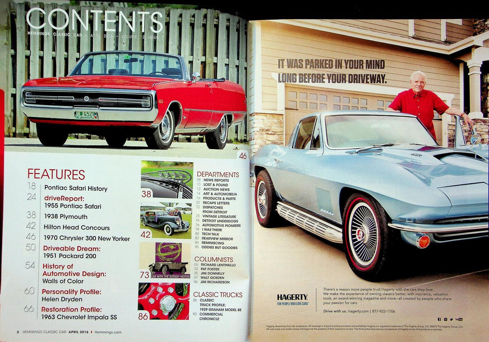 Hemmings Classic Car Magazine April 2016 Vol 12 No 7 Pontiac Safari, '50s Wagons