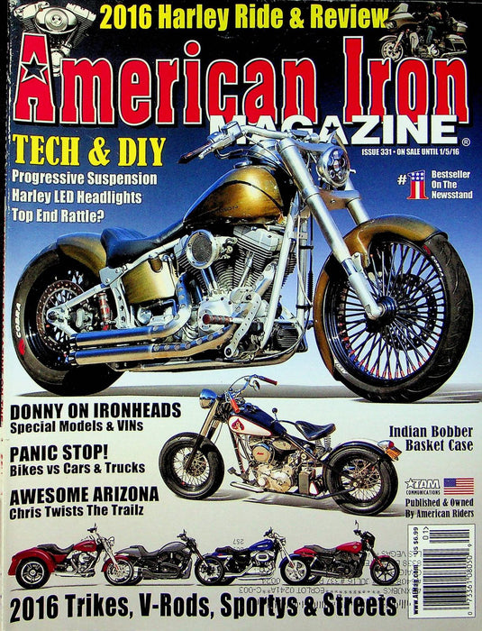 American Iron Motorcycle Magazine Jan # 331 2016 Top End Rattle LED Headlights