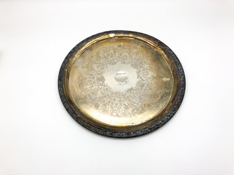 WM Rogers Round Silverplate Serving Tray Platter 12" Art Nouveau Decorative 742