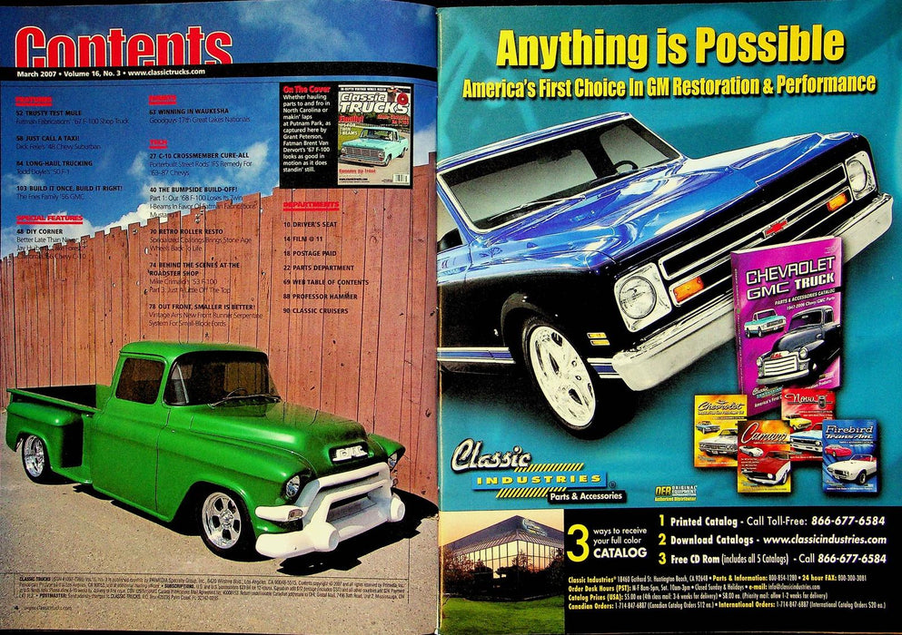 Classic Trucks Magazine March 2007 Vol 16 No 3 Angle Chopping F-100 SB Ford Serp