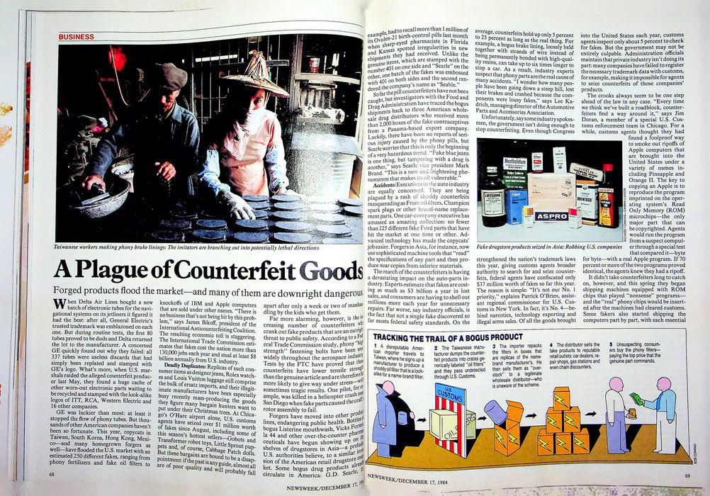 Newsweek Magazine December 17 1984 Counterfeit Goods USA The Jewel In The Crown