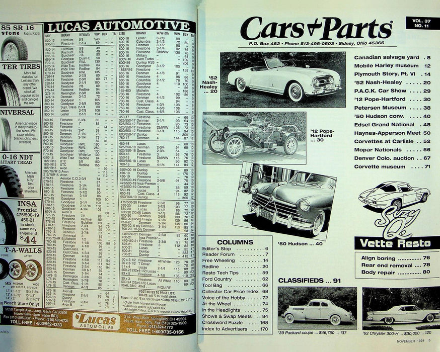 Cars & Parts Magazine November 1994 Vol 37 No 11 Port Salvage, '52 Nash-Healey