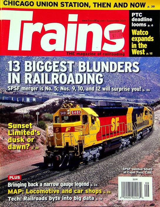 Trains Magazine September 2015 Vol 75 No 9 13 Biggest Blunders In Railroading