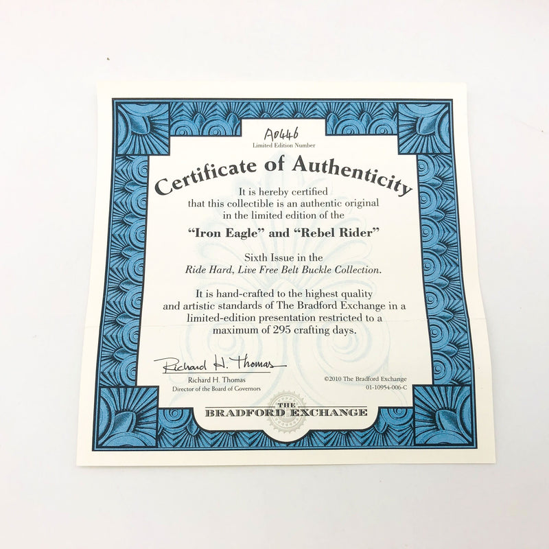 Pewter Belt Buckle Iron Eagle Rebel Rider Motorcycle Biker Bradford Exchange