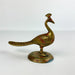 Vintage Brass Peacock Bird With Red Incised Details Long Tail Signed India 4" 4