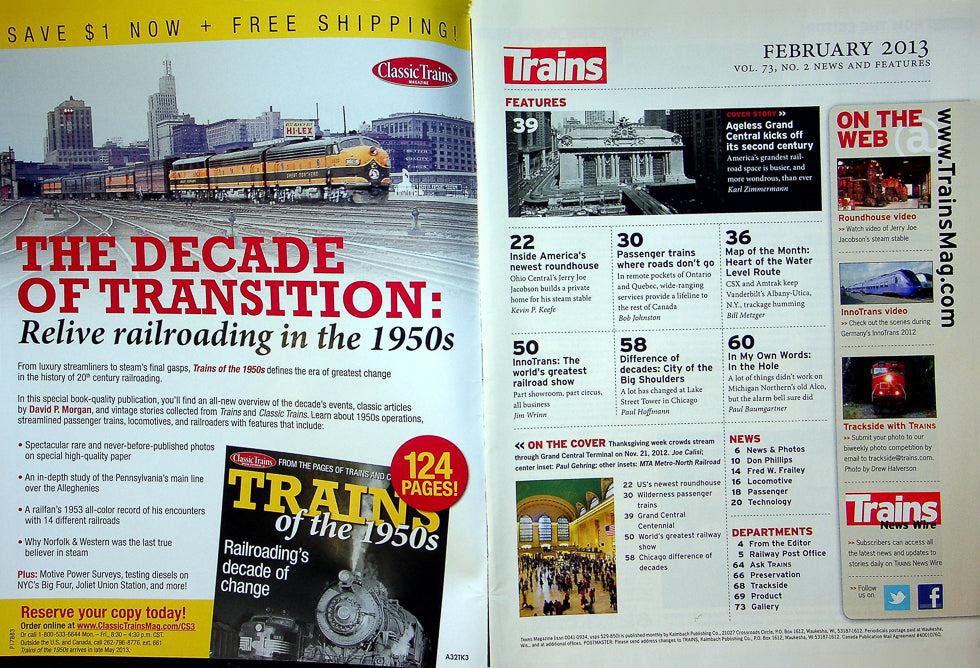 Trains Magazine February 2013 Vol 73 No 2 Grand Central Centennial