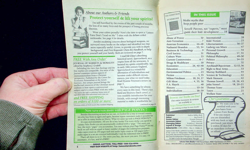 Laissez Faire Books Catalog Nov-Dec 2001 Activist Writing Tapes Liberals Freedom