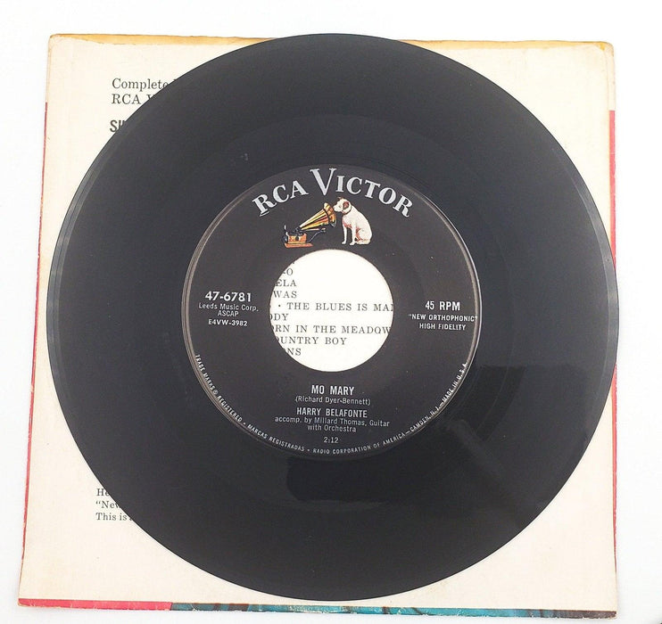Harry Belafonte Mo Mary 45 RPM Single Record RCA 1956 w/ Sleeve 3
