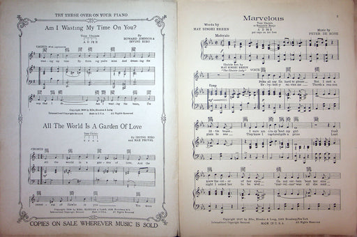 Sheet Music Marvelous Sung By Maureen Englin May Singhi Breen 1927 Peter De Rose 2