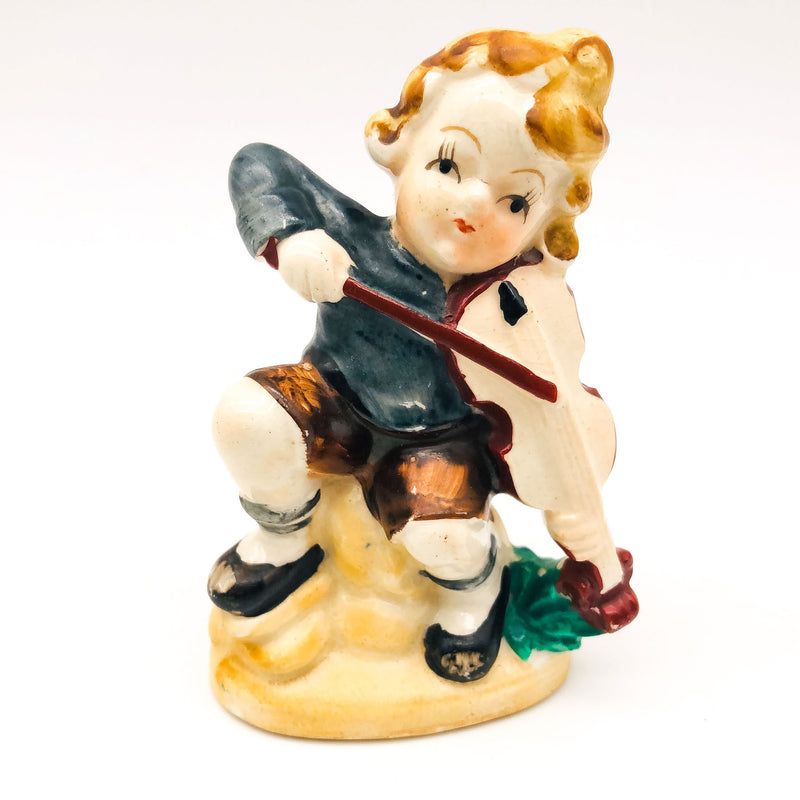 Occupied Japan Figurine Kewpie Musician Music Boy Playing Fiddle Violin 4" Cpy3