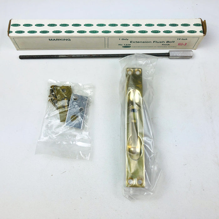 1ct Quality Hardware 1358 Extension Flush Bolt 12 Inches US-3 Brass New NOS