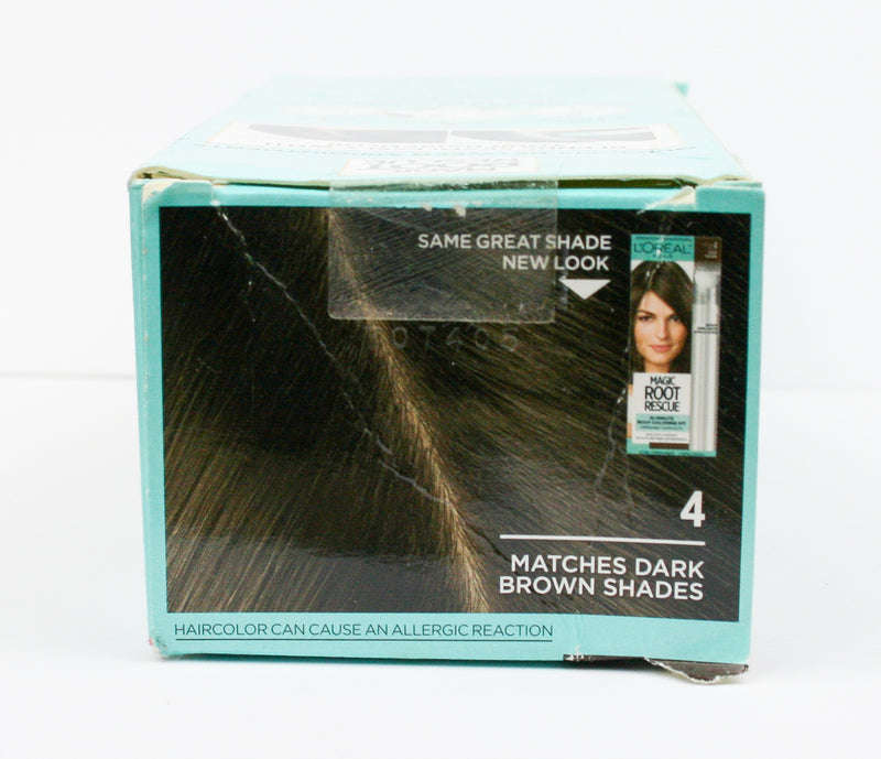 L'Oreal Paris Magic Root Rescue 10 Min Root Coloring Kit, #4 D Brown BOX DMG