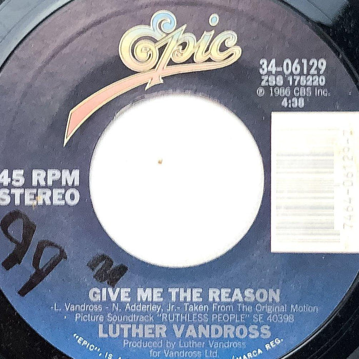 Luther Vandross 45 RPM 7" Give Me The Reason Ruthless People Soundtrack 34-06129 1