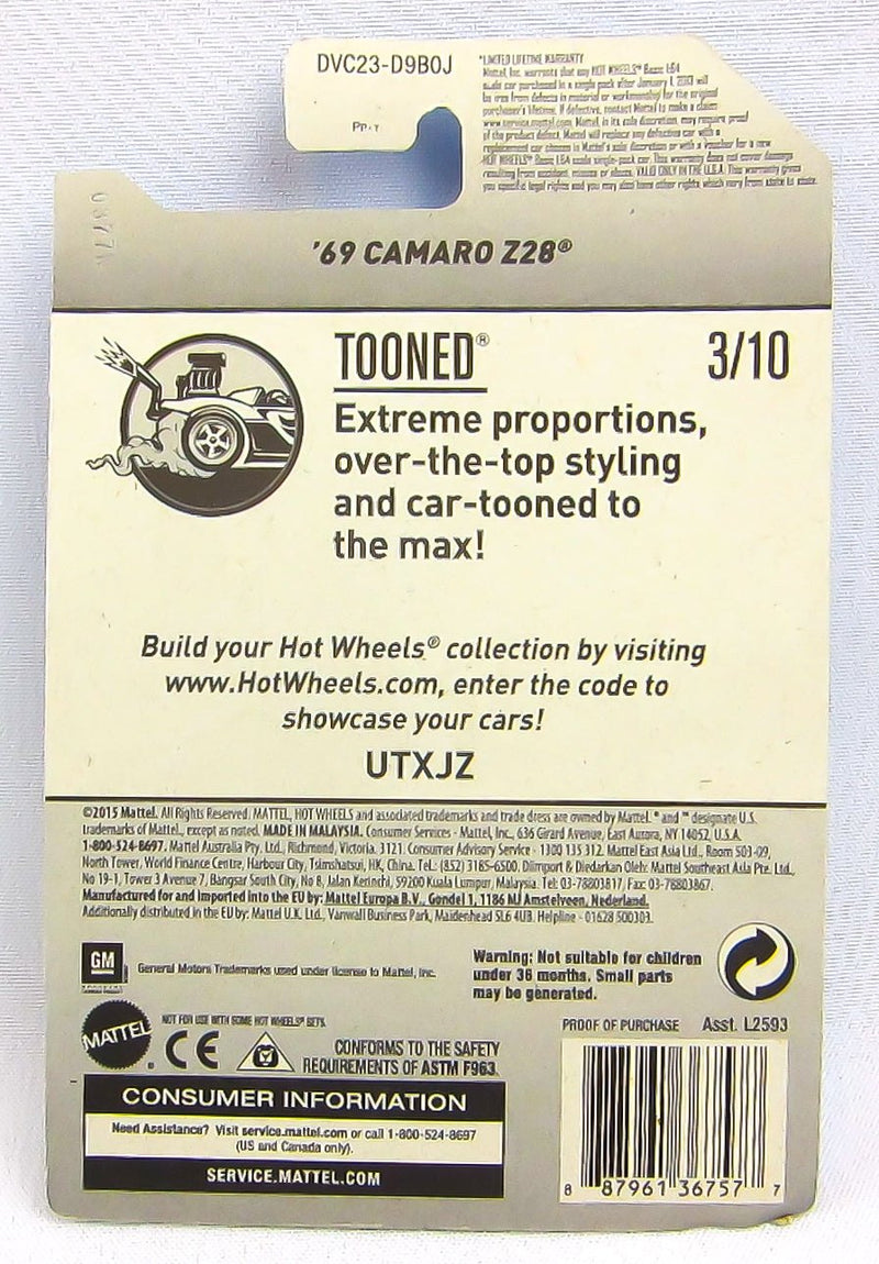 Hot Wheels Tooned Head Starter 145 '69 Camaro Z28 171 Qty 5 NEW Diecast Cars 5