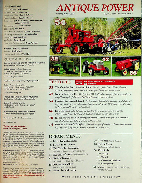 Antique Power Magazine June 2017 Vol 29 # 4 1937 Farmall F-20