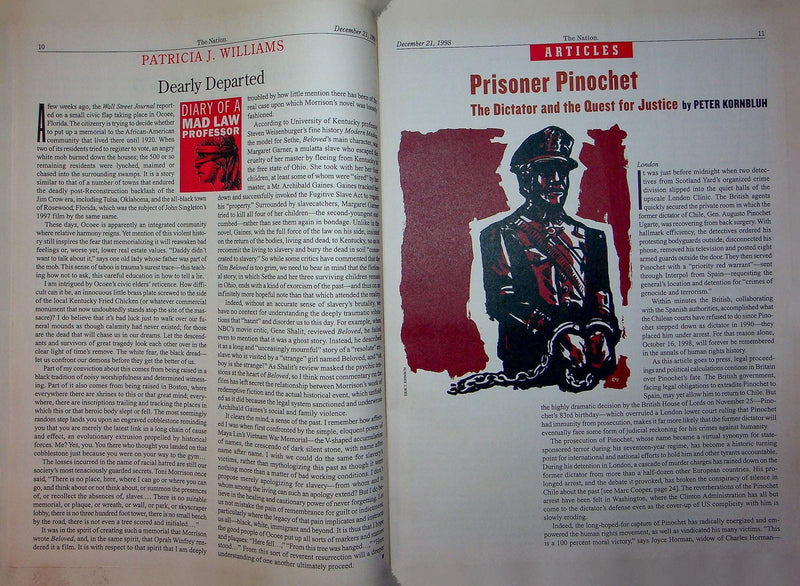 The Nation Magazine December 21 1998 Prisoner Pinochet Dictator Peter Kornbluh
