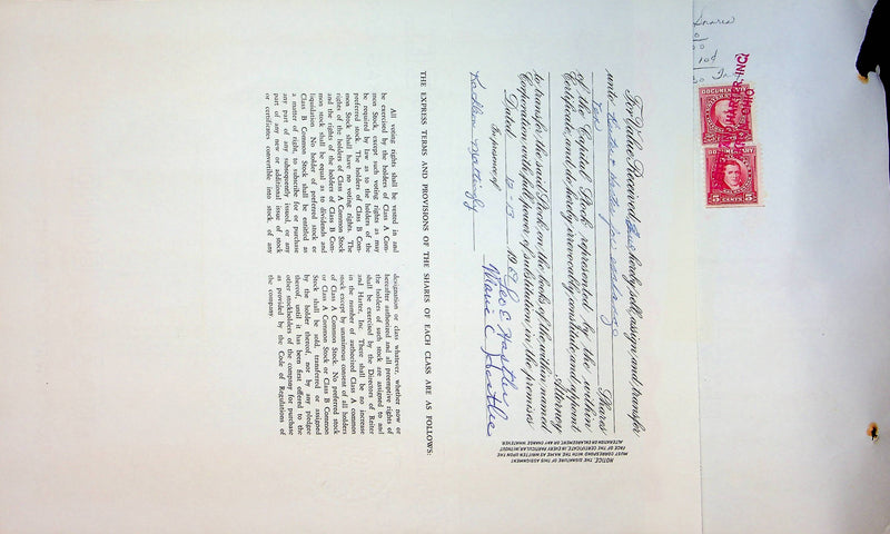 Reiter Dairy Company Stock Certificate Bond Scripophilly Akron Ohio 1965 No 232