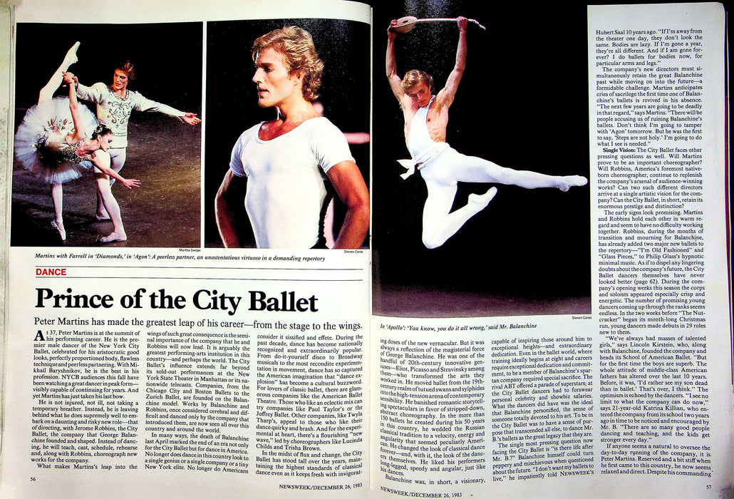 Newsweek Magazine December 26 1983 Peter Martins NYC Ballet Year In Pictures