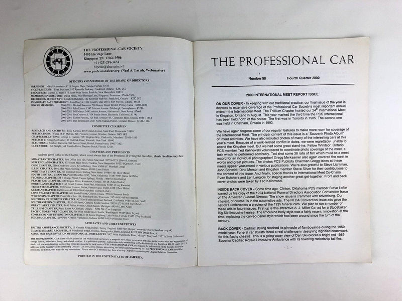 Professional Car Society Magazine Issue 98 Q4 2000 Kingston International Meet 3
