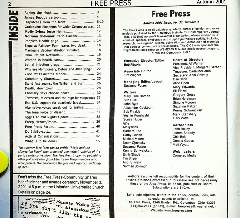 The Free Press 2001 Vol 31 # 4 Jesse Helms, Siege at Rainbow Farms