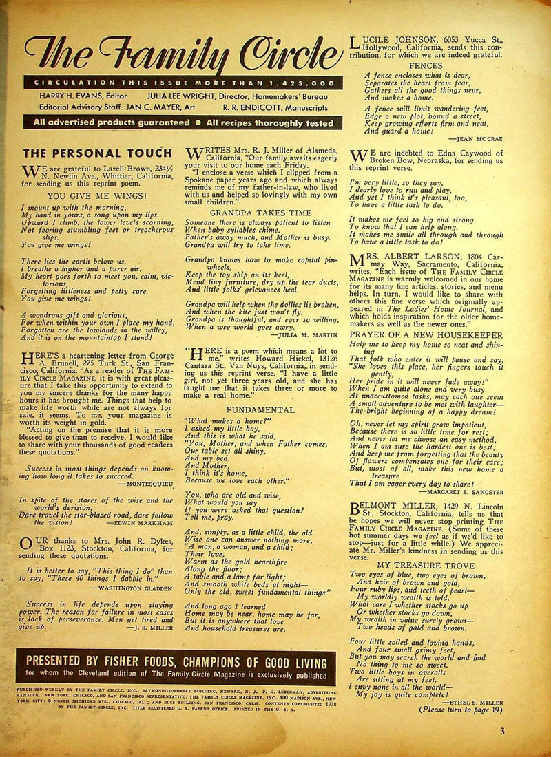 The Family Circle Magazine August 12 1938 Vol 13 No 6 Walter Pidgeon 2