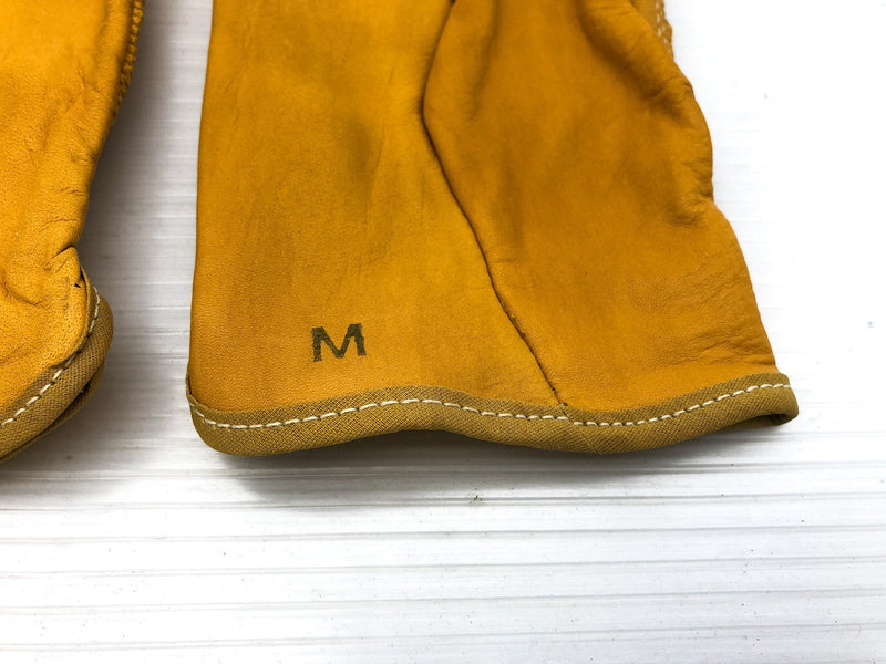 6 Pairs Leather Palm Safety Gloves Split PVC Tan Dash Dot Back Fabric MEDIUM 5