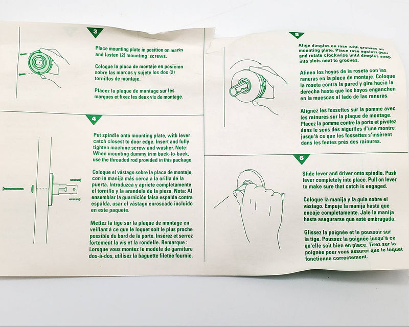 Schlage Decorative Door Lever Satin Brass 606 D170 SPA (Dummy Trim) NOS