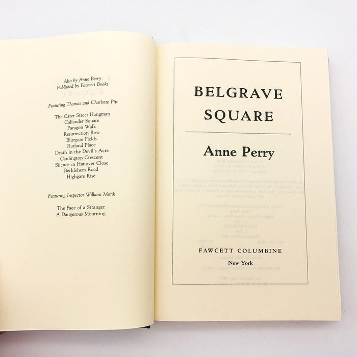 Belgrave Square Hardcover Anne Perry 1992 England Victorian Age 1st Edition 7