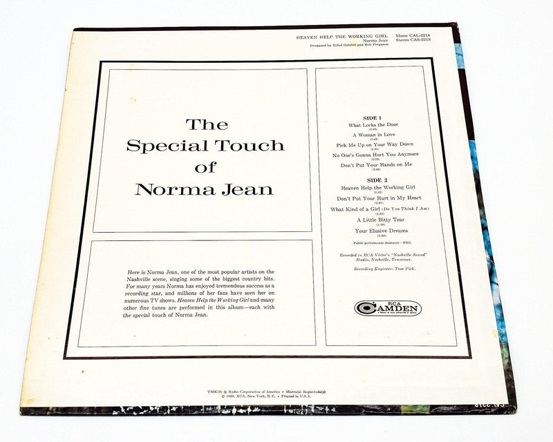 Norma Jean Heaven Help The Working Girl 33 RPM LP Record RCA 1968 CAS 2218 2