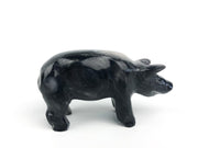Marble Pig Figurine Black Gray Piggy Statue Stone 2" Tall 4