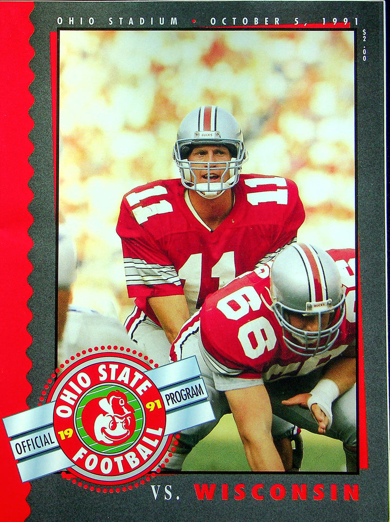 Ohio State Buckeye Football Program October 5 1991 Vs. Wisconsin Badgers
