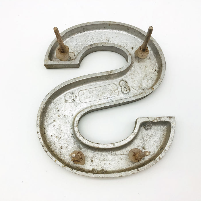 Cast Aluminum Letter S 8" Sign Spanjer Bro Chicago Brushed Architectural Salvage