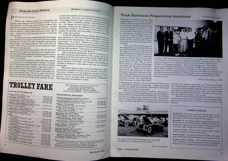 Trolley Fare Magazine August 2000 East End Track Extension PA Railway Museum