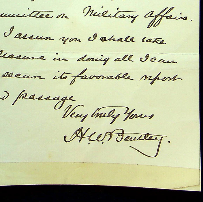 Hand Written Letter House of Representatives US Letterhead Henry W. Bentley 1892