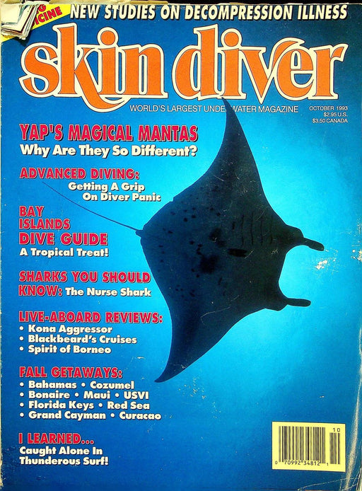 Skin Diver Magazine October 1993 Vol 42 No 10 Yap's Magical Mantas 1