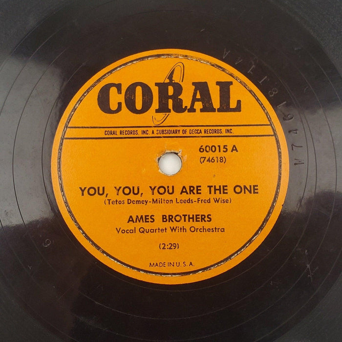 Ames Brothers You You You Are The One 78 RPM Single Record Coral Records 1948 1