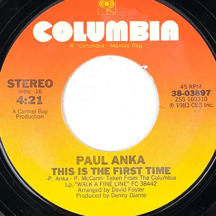 Paul Anka 45 Record This is the First Time / Hold Me 'Til the Mornin' Comes 1983 1